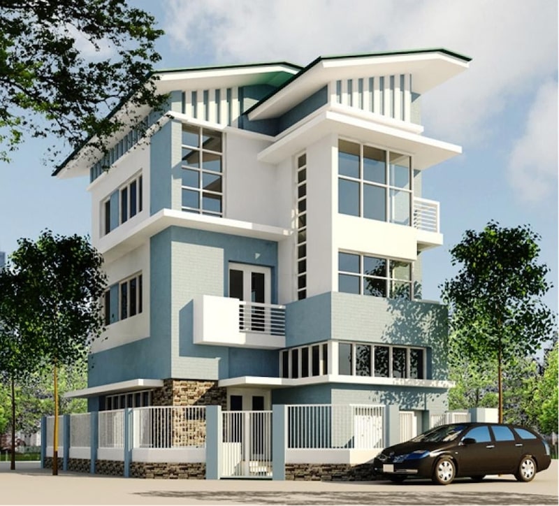 Sơn mặt tiền nhà màu xanh – Xu hướng mới cho căn nhà hiện đại             