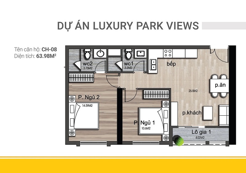 Mặt bằng căn hộ chung cư Luxury Park View 6